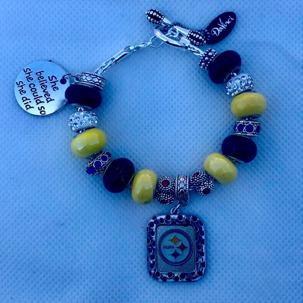 Handcrafted European Style Beaded Charm Bracelet on DaVinci Toggle Chain